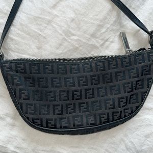 Vintage Fendi Black Zucca shoulder bag